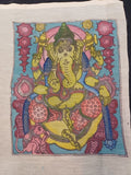 Blue Kalamkari Ganesha patch with placement pattern and border detail