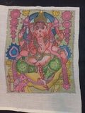 Multicolor Ganesha Kalamkari patch with placement pattern, border detail and 12x10 Inch size