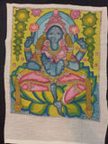 Multicolor Kalamkari silk Lakshmi placement patch with border and textile artwork detailing