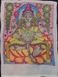 Kalamkari Bangalore Silk patch with Lakshmi God figure and border detail, 12x10 inches