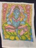 Multicolor Kalamkari Bangalore Silk patch with Lakshmi figure and border, 12x10 Inches