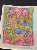 Multicolor Kalamkari Bangalore Silk patch with Vishnu figure in figurative design and border