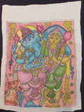 Kalamkari Ganesha patch with figurative design and border, in 12x10 inches
