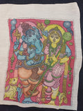 Multicolor Kalamkari Ganesha patch with figurative design and border detail
