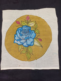 Kalamkari round patch in beige with a rose placement pattern and 11 inch diameter