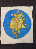 Kalamkari round rose patch with placement pattern and 11 inch diameter