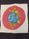 Pink round Kalamkari silk patch with Design 16 and 11 inch diameter