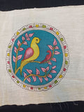Multicolor Kalamkari round bird patch with placement pattern and border detail