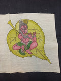 Cream Kalamkari patch with elegant Leaf Kanha design, 8 x 6 in