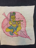 Cream Kalamkari patch with a figurative design and 8 inch by 6 inch size