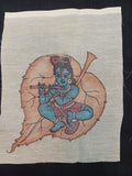 Cream Kalamkari patch with an elegant Leaf Kanha design, 8 x 6 inch
