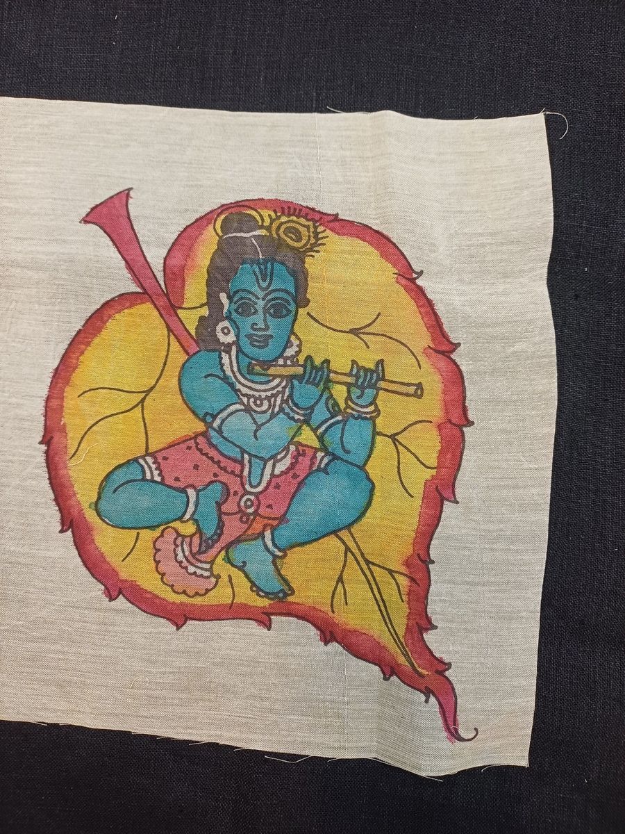 Cream Kalamkari patch with elegant figurative design and clean textile artwork look