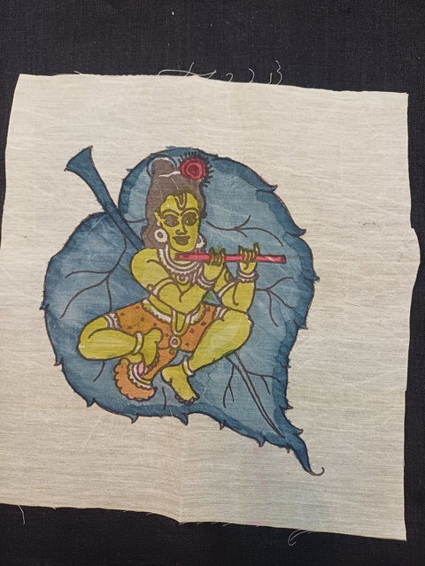 Cream Kalamkari patch with an elegant design and clean placement pattern, 8 inch by 6 inch