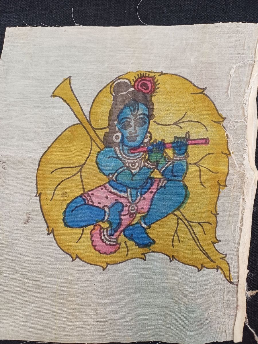 Cream Kalamkari patch with placement pattern and clean textile artwork design