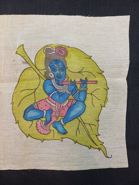 Cream Kalamkari patch with an elegant placement pattern and 8 inch by 6 inch size