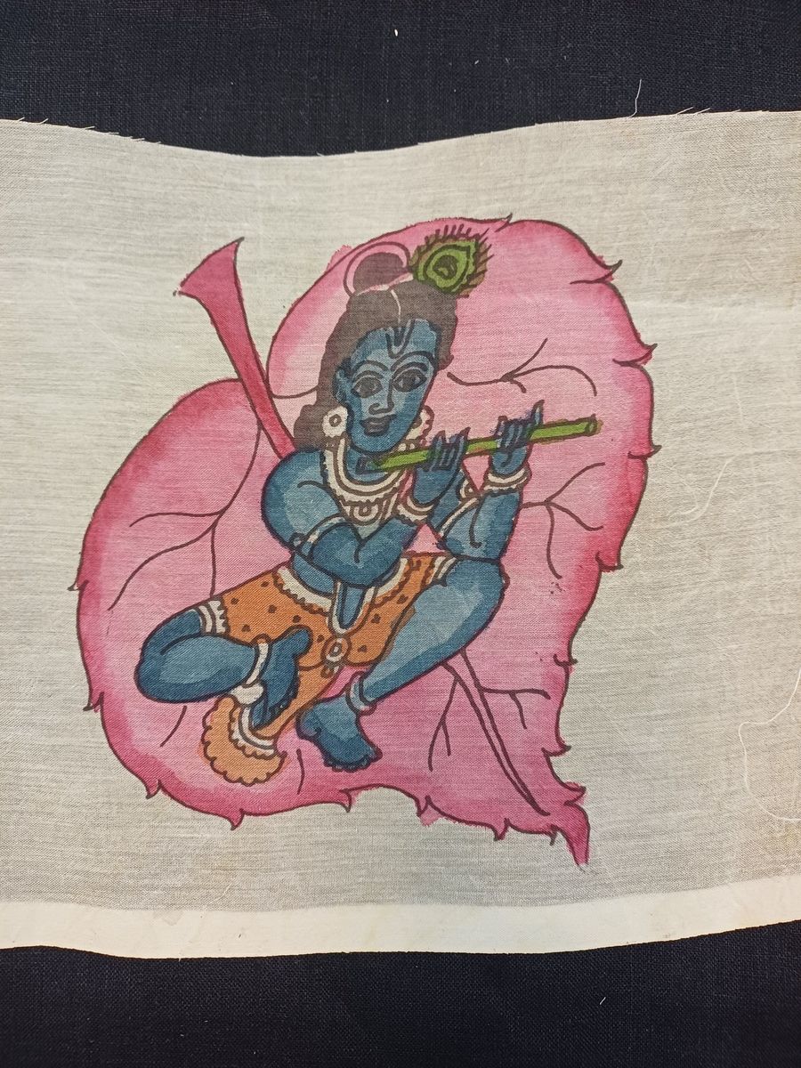 Kalamkari patch with Leaf Kanha placement design in 8 inch by 6 inch size