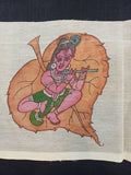 Cream Kalamkari Leaf Kanha patch with an elegant figurative design