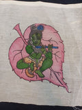 Cream Kalamkari patch with an elegant figurative Leaf Kanha design