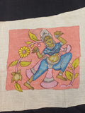 Multicolor Kalamkari Bangalore Silk patch with a figurative dancing figure design and 11x9 inch size