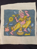 Multicolor Kalamkari Bangalore Silk patch with a dancing figure design and border