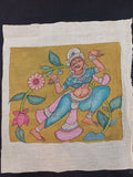 Beige Kalamkari Bangalore Silk patch with a figurative dancing figure design and clean textile artwork look