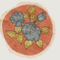 Rust Kalamkari round floral textile patch with a circular design, 30 cm diameter