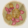 Rose Kalamkari floral round patch with a circular design and traditional hand-drawn, hand-painted look