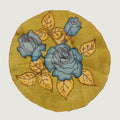 Rose Kalamkari floral circular textile patch in 30 cm diameter