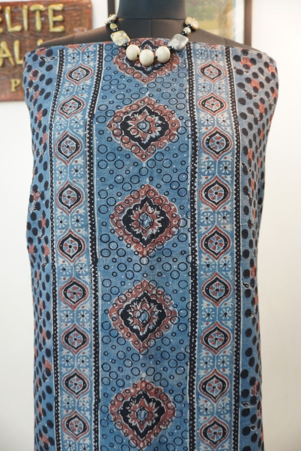 Kala cotton  Ajrakh designer Top /Kurti fabric