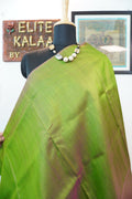 Katan silk plain sarees - mehendi green