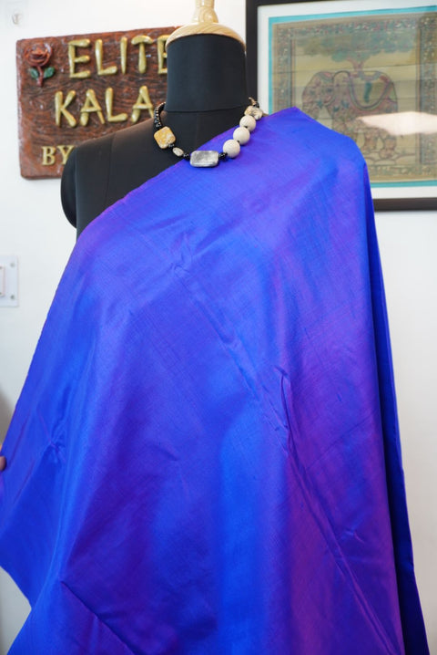 Solid blue-purple plain saree with a clean, simple design