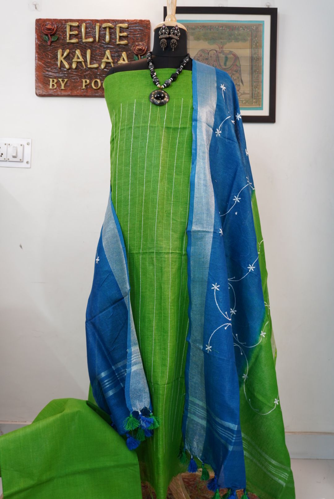 Linen 3 piece suits with embroidery