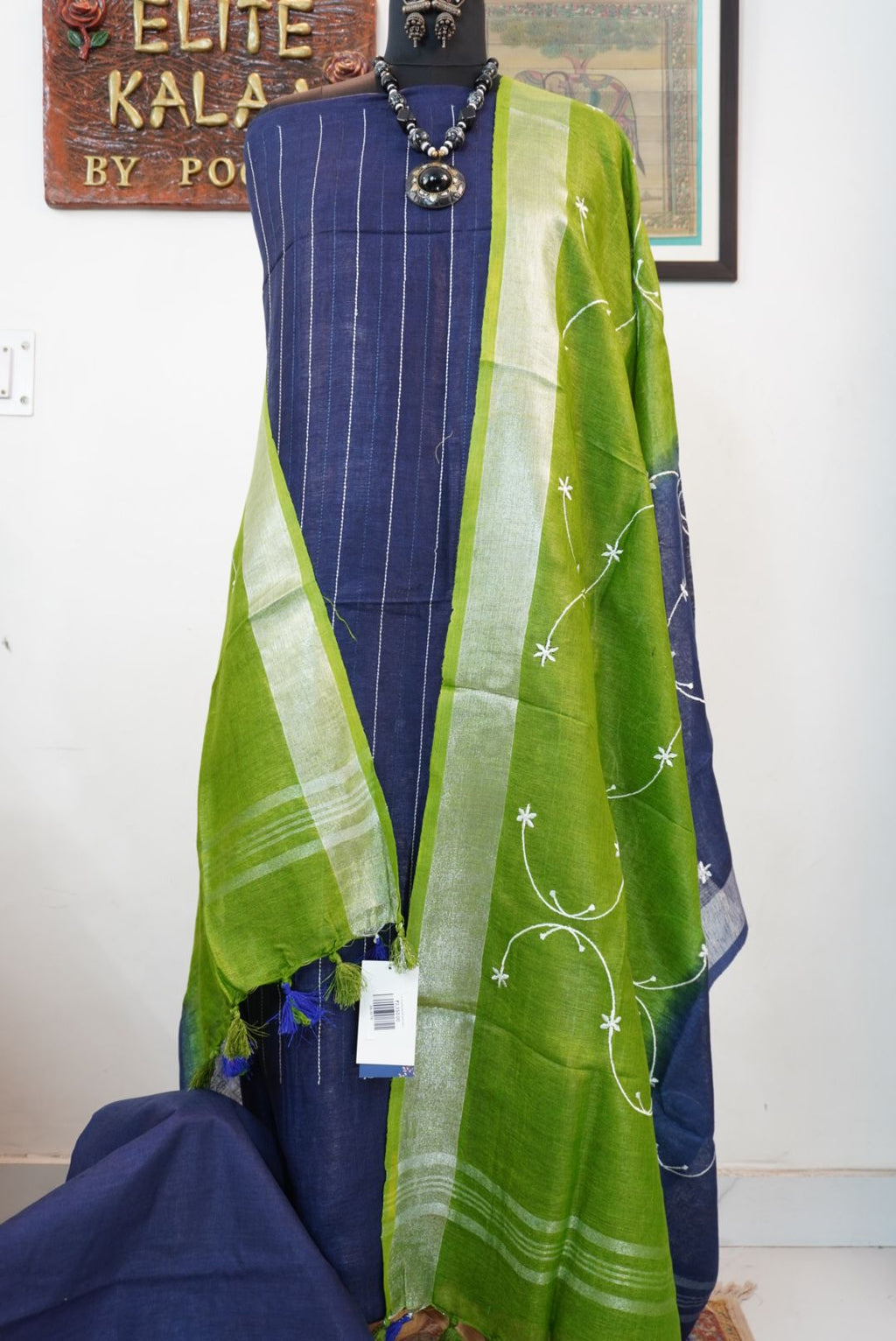 Linen 3 piece suits with embroidery