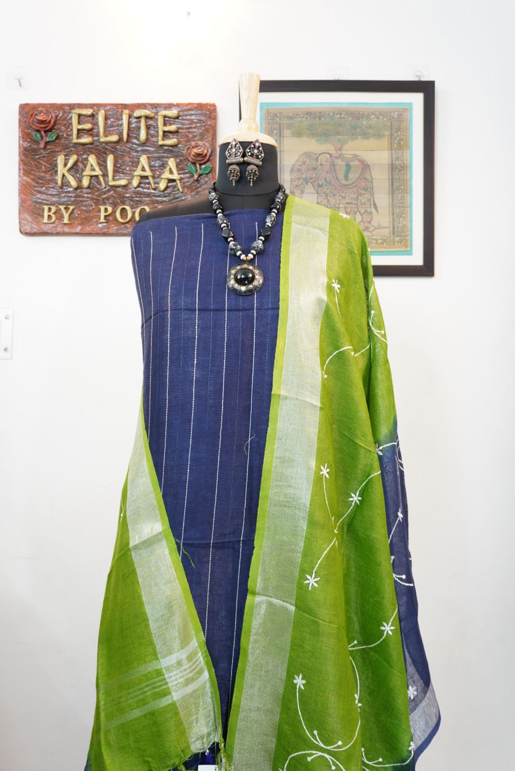 Linen 3 piece suits with embroidery