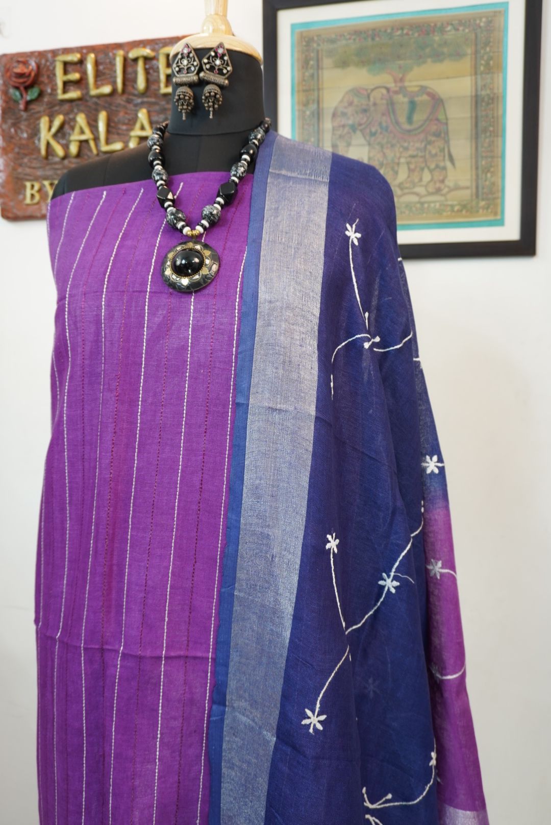 Linen 3 piece suits with embroidery