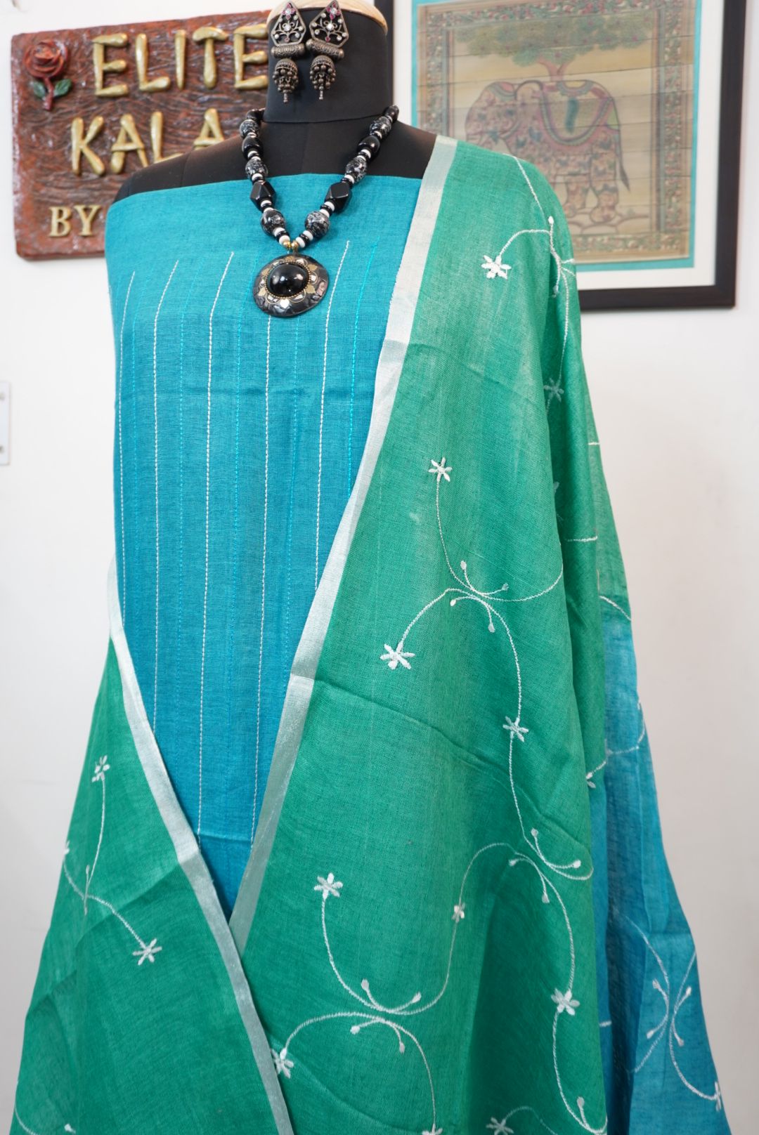 Linen 3 piece suits with embroidery