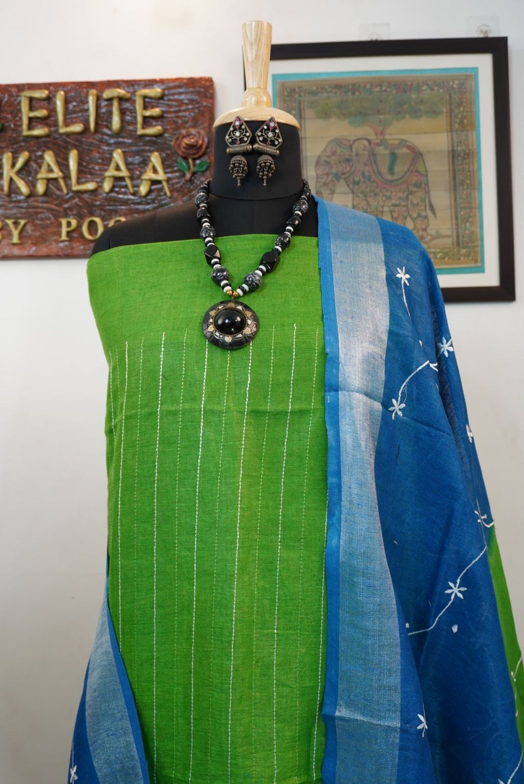 Linen 3 piece suits with embroidery