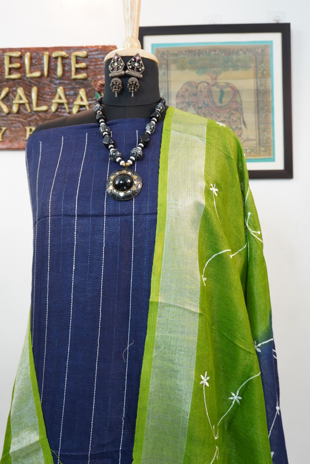 Linen 3 piece suits with embroidery