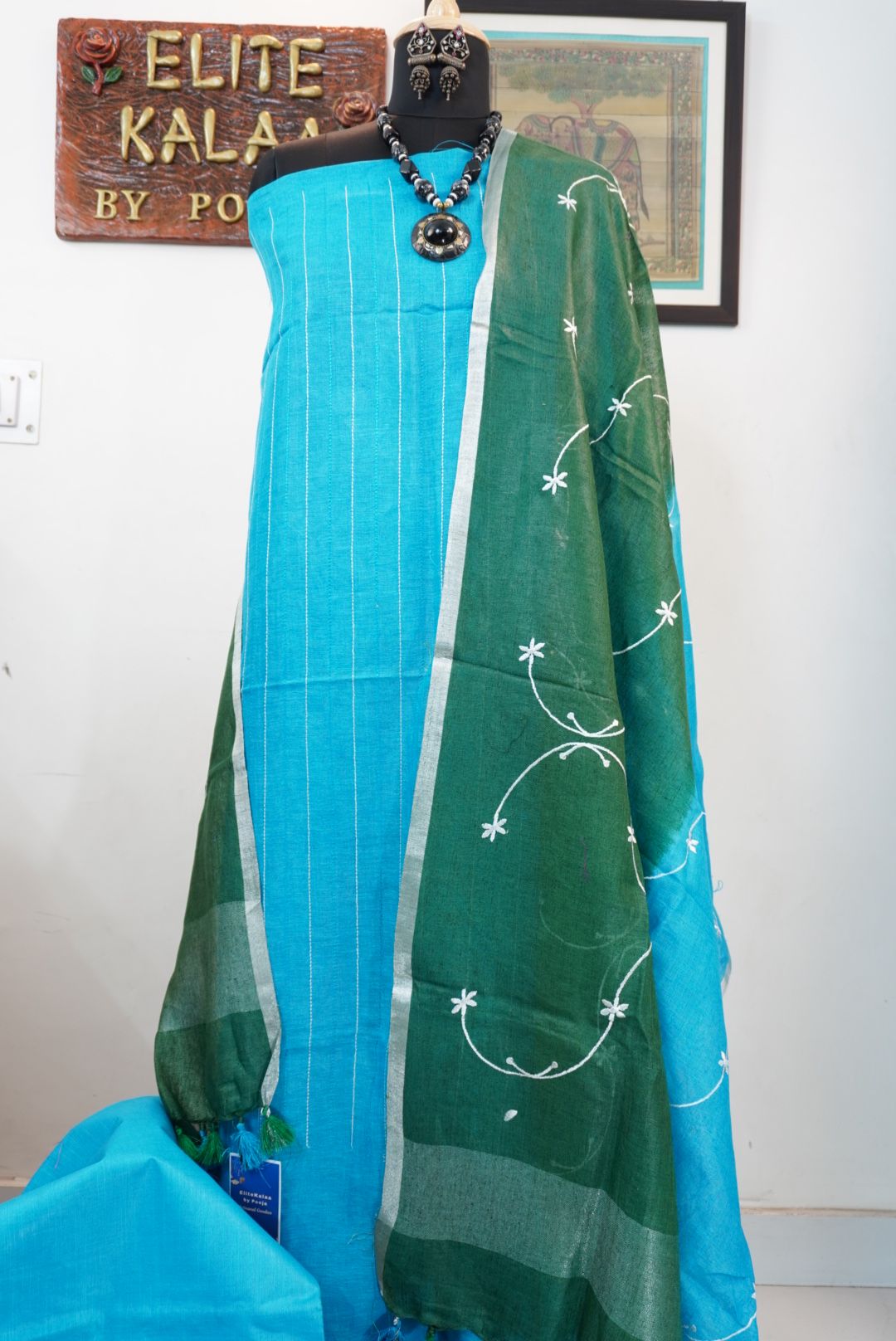 Linen 3 piece suits with embroidery