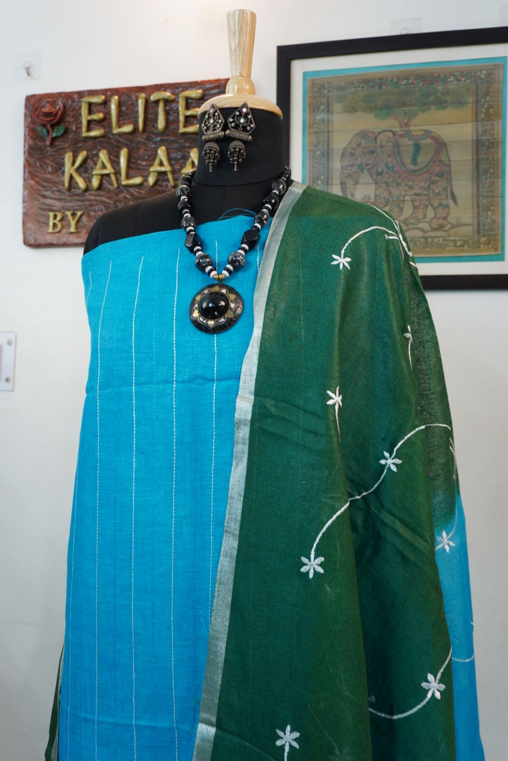 Linen 3 piece suits with embroidery