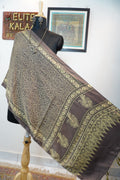 Modal silk ajrakh saree - ivory