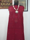 Maroon Tangaliya cotton kurti fabric with floral placement pattern