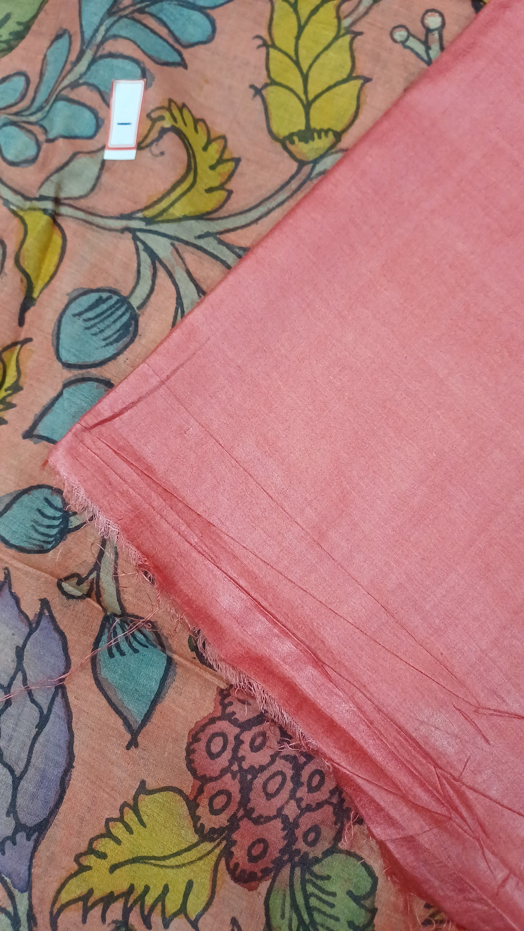 Dusty pink tusser fabric piece with fringe detail