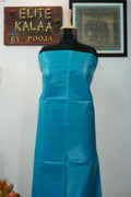 Tusser by desi tusser handloom fabric - firozi blue