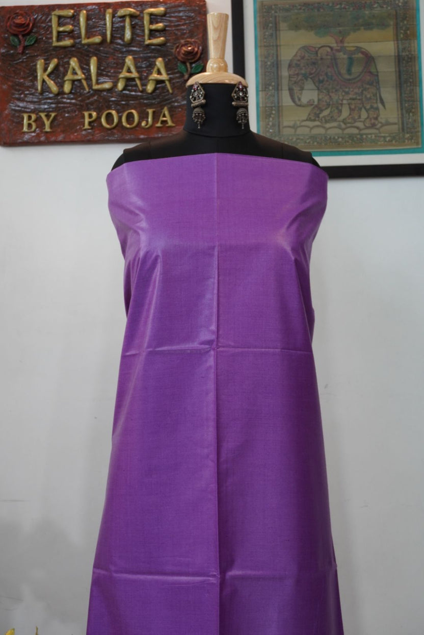 Purple solid Tusser fabric piece with a plain single-tone design