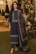 Ajrakh handblock modal 3 piece suit with stole/black/polka design