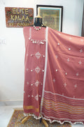 bhujodi kala cotton suit/ carrot pink /design 1