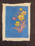 Kalamkari Bangalore Silk patch with poppy flower motif in 12x9 inch size, Mughal-11 design