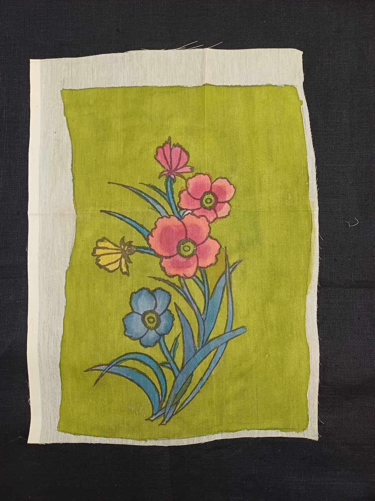Kalamkari Bangalore Silk patch with Poppy Flower Motif and Mughal-07 design reference