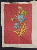 Kalamkari Bangalore Silk patch with poppy flower motif and Mughal-04 design, in 12x9 inch size